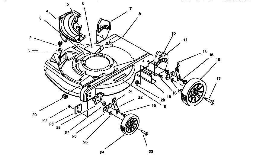 Deck And Wheel Assembly Diagram and Parts List for 10202 6900001 AND UP Lawn Boy Lawn Mower